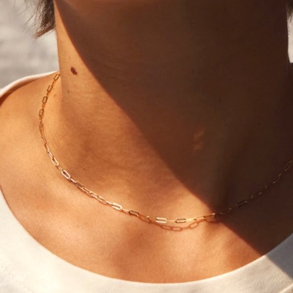 Gold Paper Clip Choker Necklace